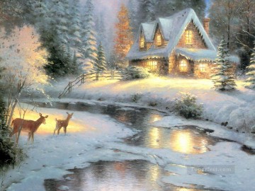 鹿 Painting - クリスマス村で鹿を発見